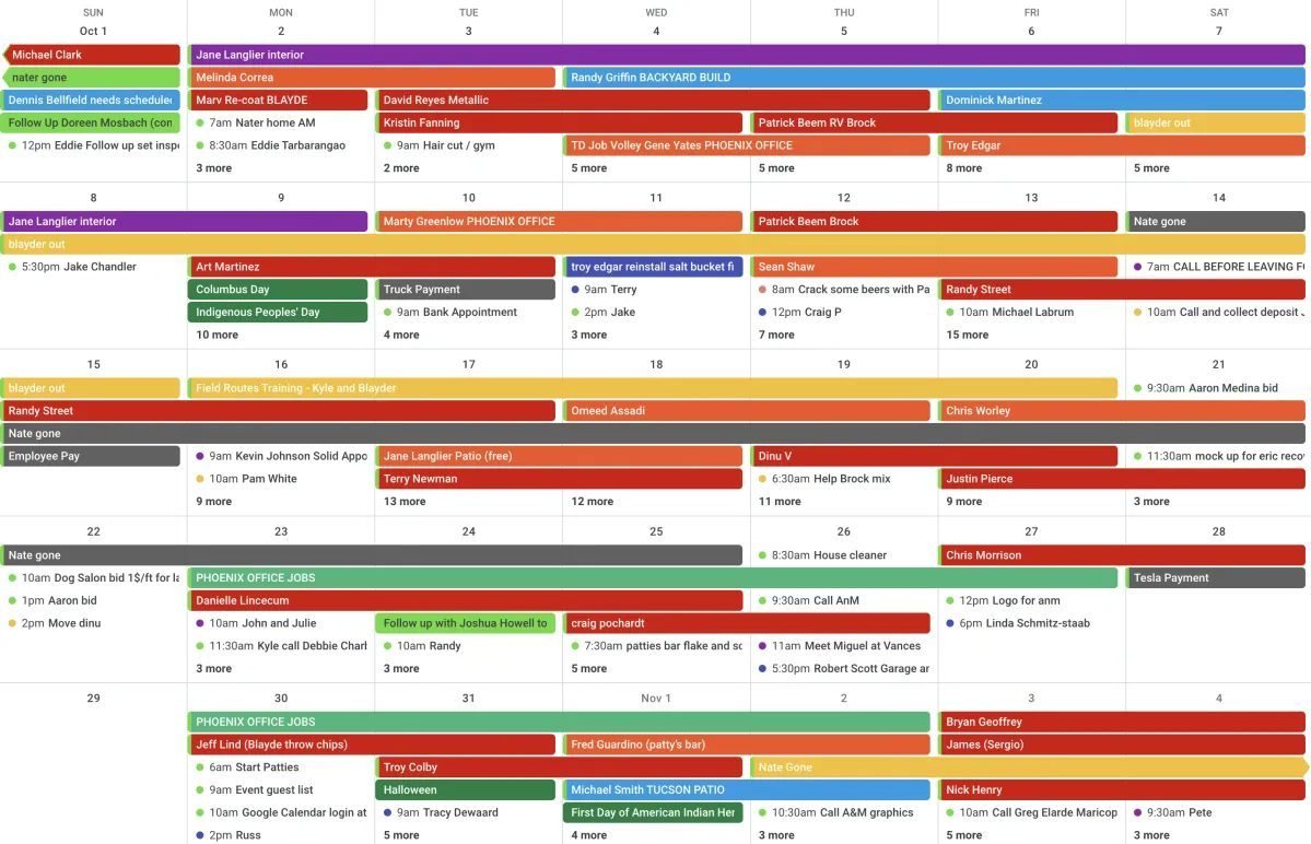 Install calendar packed with appointments and installs