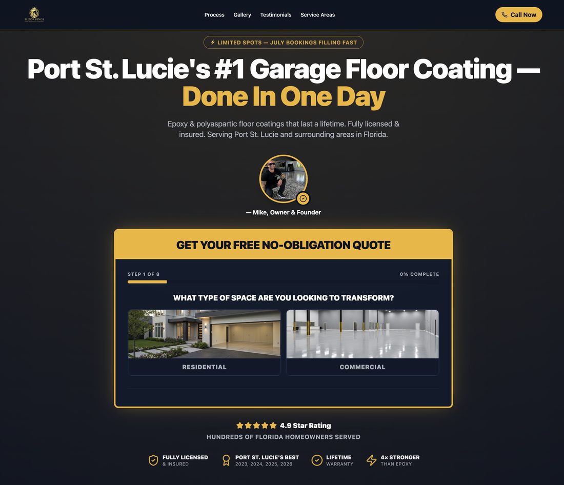 Floor Kings Epoxy appointment funnel