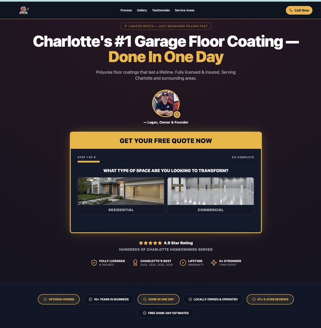 Spartan Floor Coatings Charlotte appointment funnel
